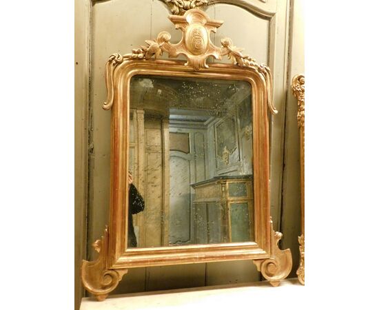 specc374 - gilded mirror with molding, 19th century, size cm l 97 xh 130     