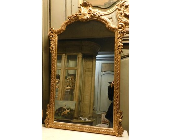 specc373 - gilded and carved mirror, 19th century, size cm l 78 xh 126     