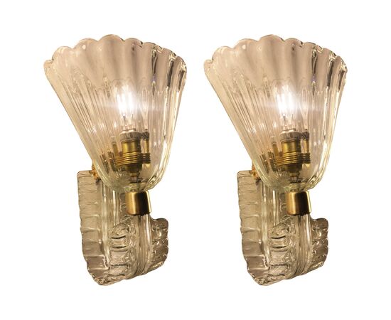 Pair of Sconces by Barovier & Toso, Murano, 1940s