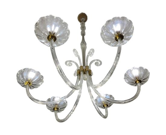 Art Deco Chandelier by Ercole Barovier, Murano, 1940s