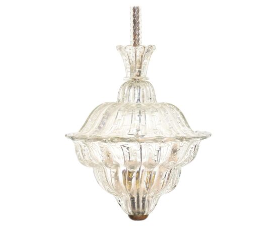 Lantern Chandelier "The King", Gold Inclusion, Murano, 1940s