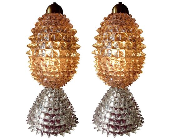 Pair of Italian Table Lamps by Ercole Barovier, 1940s