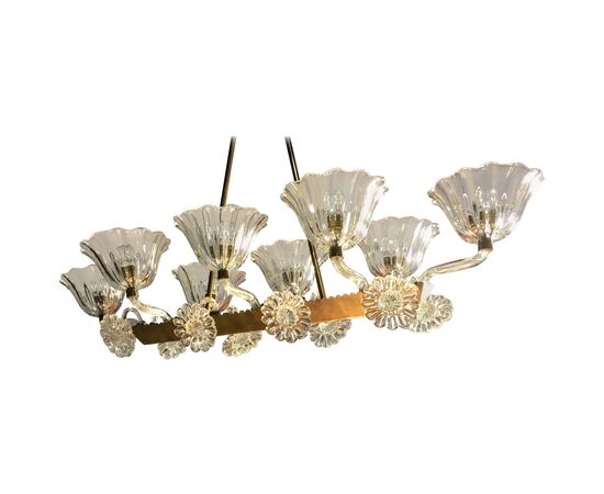 Amazing Liberty Chandelier by Ercole Barovier, Murano, 1940s