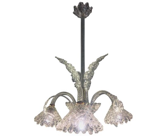 Pretty Italian Chandelier by Ercole Barovier, Murano, 1940