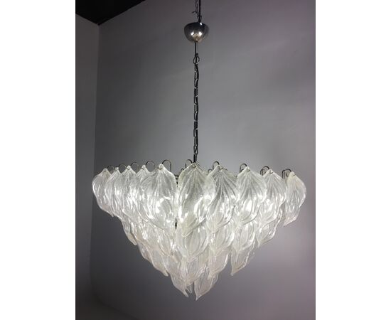 Pair Italian Polar Chandeliers, Murano, 1990s