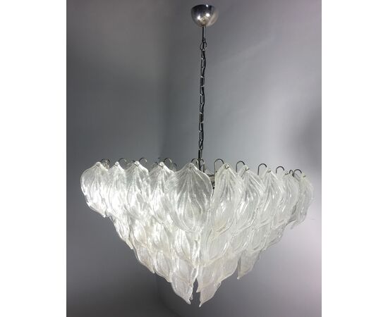 Pair Italian Polar Chandeliers, Murano, 1990s