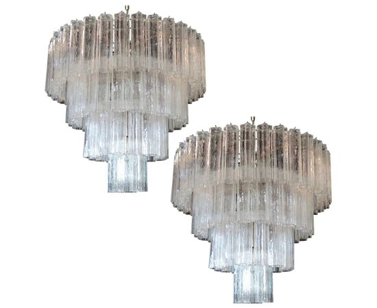 Pair of Murano Glass Chandeliers in the of Style Toni Zuccheri for Venini