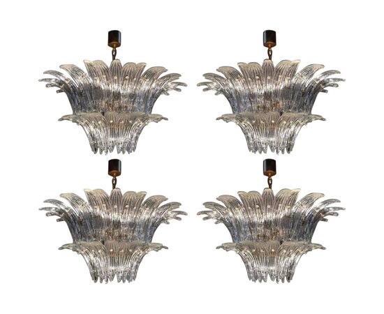 Four Palmette Chandelier Barovier & Toso Style, Murano