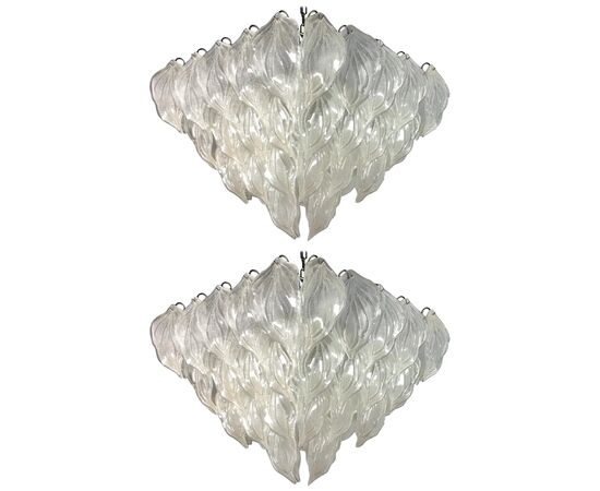 Pair Italian Polar Chandeliers, Murano, 1990s