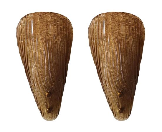 Midcentury Pair of Sconces by Barovier & Toso, Murano, 1960s