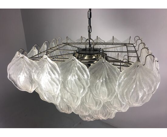 Pair Italian Polar Chandeliers, Murano, 1990s