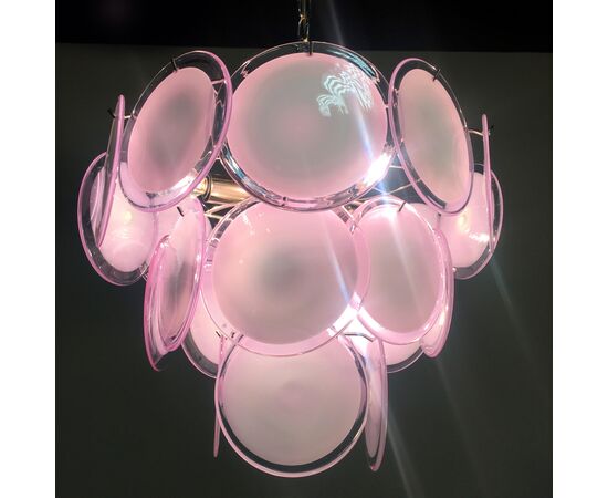 Pair of Disc Murano Glass Chandeliers Style of Vistosi, circa 1970s