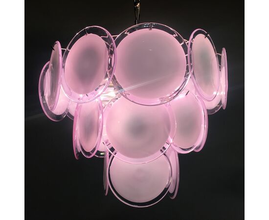 Pair of Disc Murano Glass Chandeliers Style of Vistosi, circa 1970s