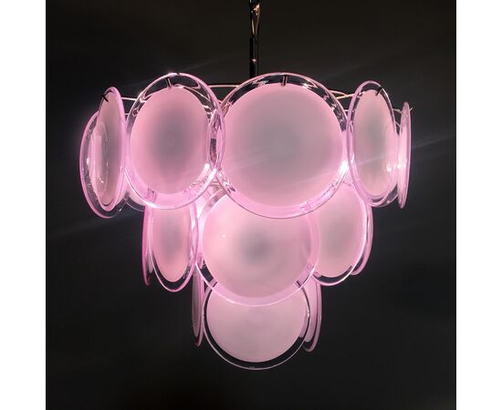 Pair of Disc Murano Glass Chandeliers Style of Vistosi, circa 1970s