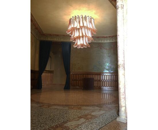 'Flamingo' Italian Petal Chandeliers, Murano