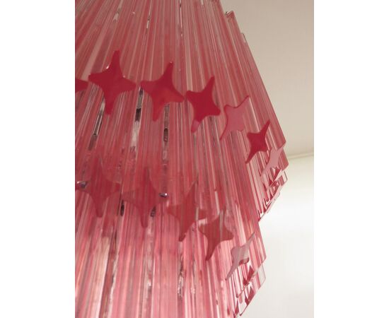 Pair of Murano Chandeliers 86 Crystal Pink Prism, Murano