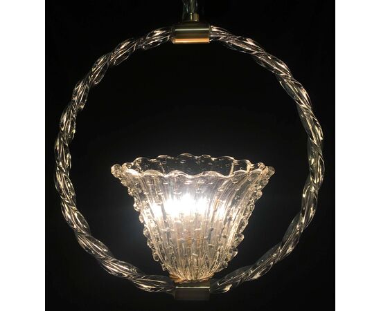 Charming bubble glass pendant by Barovier & Toso, Murano, 1940s