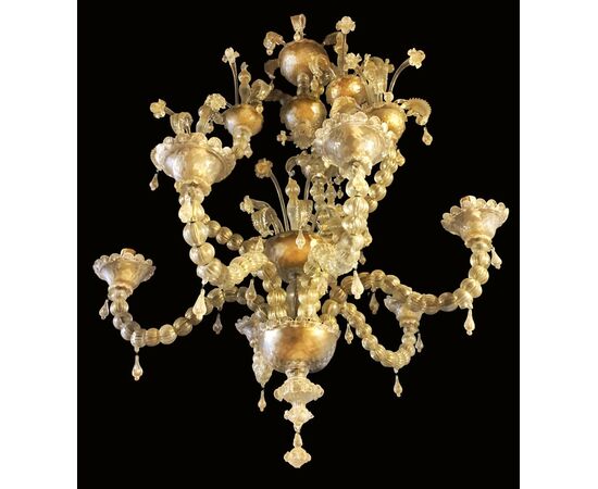 Italian Chandelier Ca' Rezzonico by Barovier & Toso, Murano, 1940s