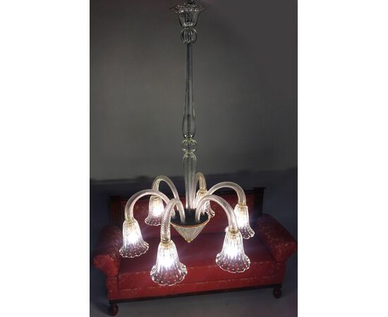 Luxurious Chandelier by Ercole Barovier, Murano, 1940s