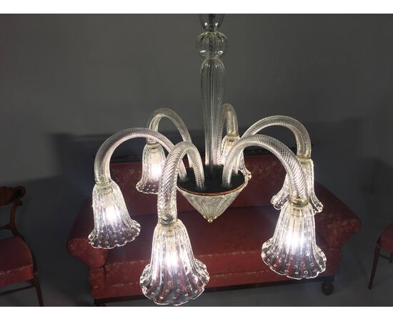 Luxurious Chandelier by Ercole Barovier, Murano, 1940s