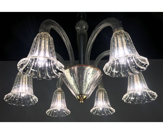 Luxurious Chandelier by Ercole Barovier, Murano, 1940s