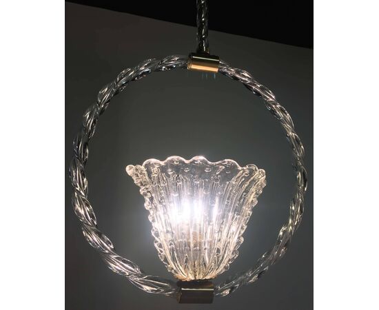 Charming bubble glass pendant by Barovier & Toso, Murano, 1940s