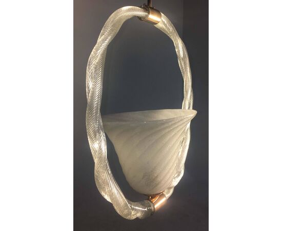 Charming Pulegoso Glass Pendant by Venini, Murano, 1940s