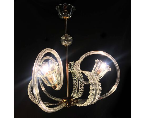 Charming Italian Chandelier by Barovier & Toso, Murano, 1940