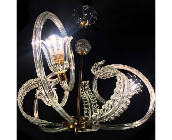 Charming Italian Chandelier by Barovier & Toso, Murano, 1940