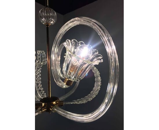 Charming Italian Chandelier by Barovier & Toso, Murano, 1940