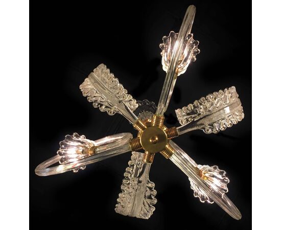 Charming Italian Chandelier by Barovier & Toso, Murano, 1940