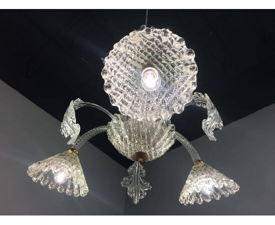 Pretty Italian Chandelier by Ercole Barovier, Murano, 1940