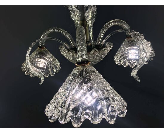 Pretty Italian Chandelier by Ercole Barovier, Murano, 1940