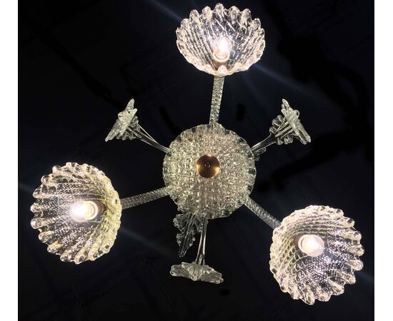 Pretty Italian Chandelier by Ercole Barovier, Murano, 1940