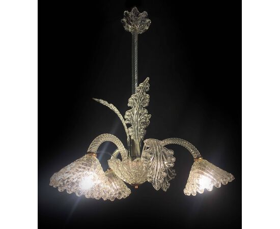 Pretty Italian Chandelier by Ercole Barovier, Murano, 1940