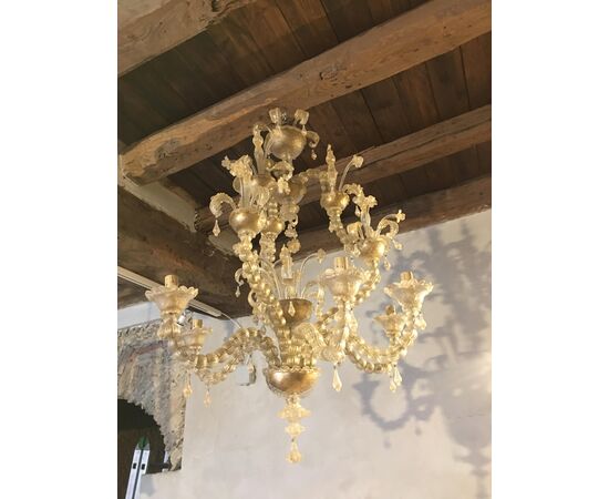 Italian Chandelier Ca' Rezzonico by Barovier & Toso, Murano, 1940s