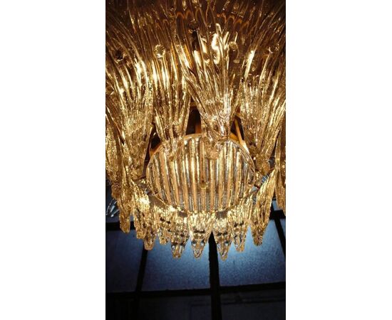 Four Palmette Chandelier Barovier & Toso Style, Murano