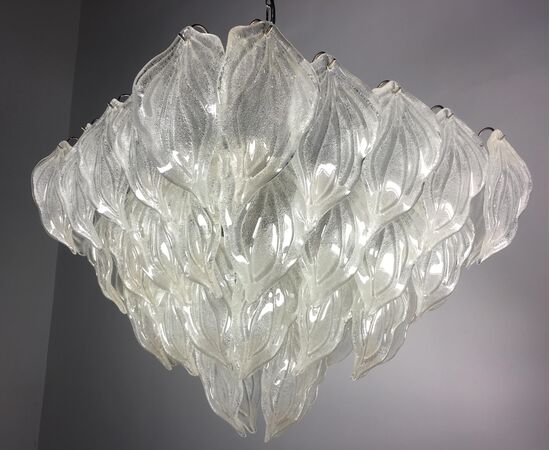 Pair Italian Polar Chandeliers, Murano, 1990s