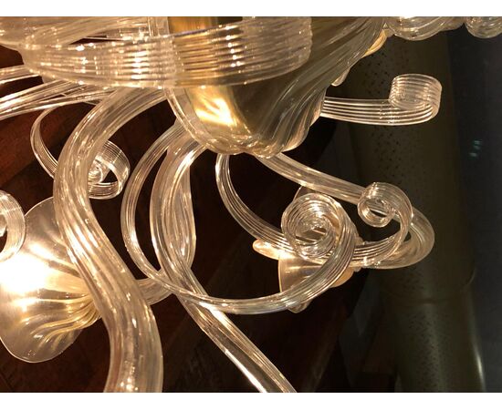 Charming Pair of Murano Chandeliers by Seguso, 12 Arms, Murano, 1980s