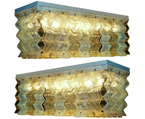 Pair of Ceiling Lights Fixture by Carlo Nason for Mazzega, 1970