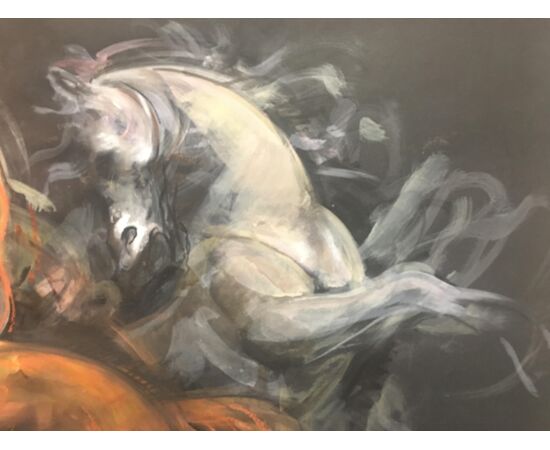 Horse on Black Sky, Pencil Fat by Giuseppe Colin, 1990