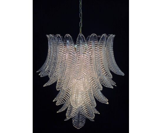 Pair of Italian Leaves Chandeliers, Barovier & Toso Style, Murano