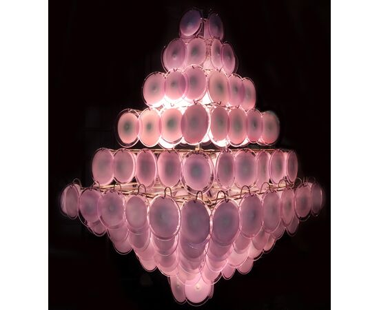 Pair of Majestic Pink Chandeliers by Gino Vistosi, 1970
