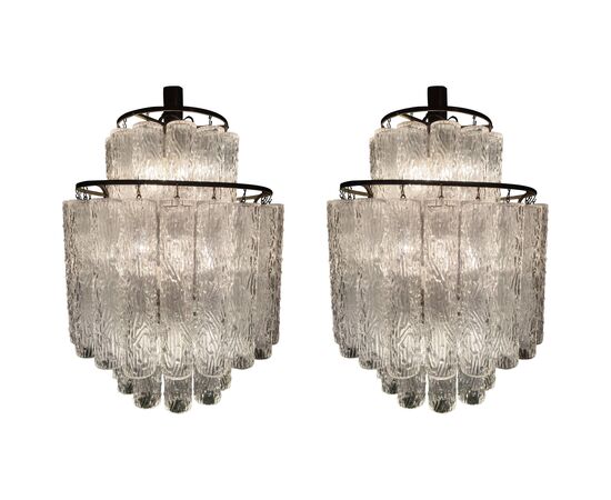 Adorable Pair of Murano Venini Style Chandeliers, 1970s