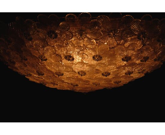 Pair of Beautiful Ceiling Lights Flowers by Barovier & Toso, Murano, 1990s