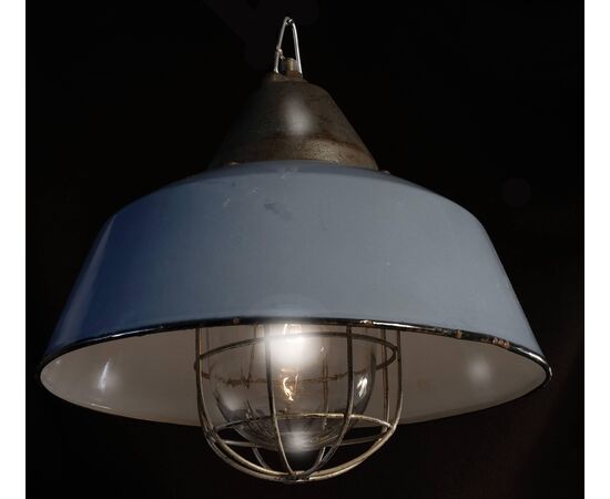 Set of Four Industrial Pendant Lights, Budapest, 1950s