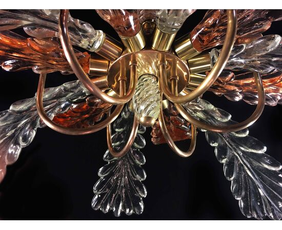 Elegant and Rare Chandelier by Barovier & Toso, Murano, 1940s