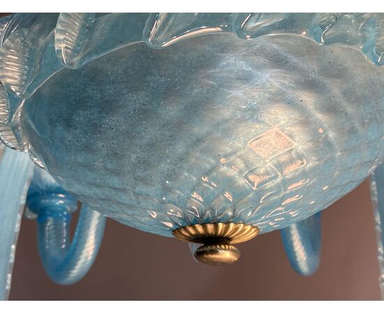 Late 20th Century Murano Glass Italian "Queen Turquoise" Chandelier, 1980s