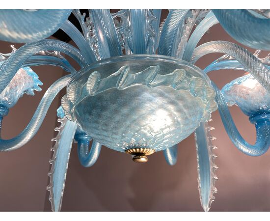 Late 20th Century Murano Glass Italian "Queen Turquoise" Chandelier, 1980s