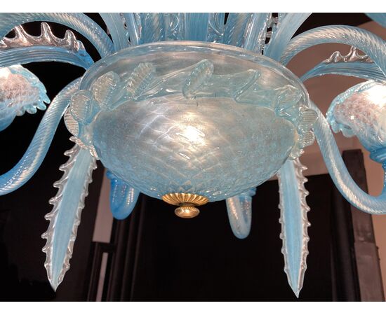 Late 20th Century Murano Glass Italian "Queen Turquoise" Chandelier, 1980s